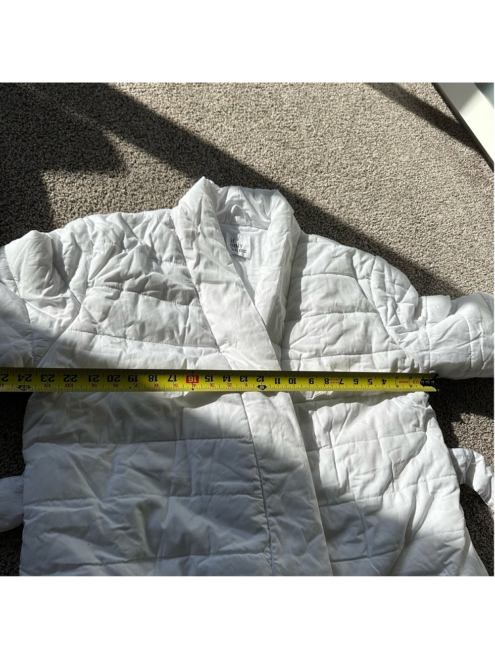 If Only Home Duvet Robe White Quilted Robe One Size Pockets - Picture 8 of 13